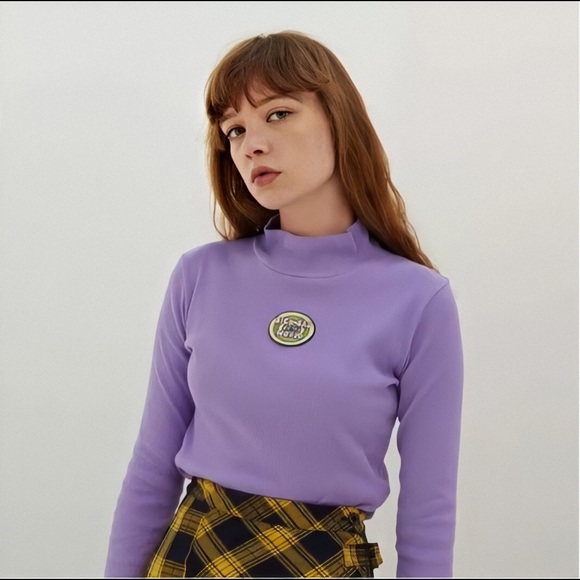 “SICK SAD WORLD” Mock-Turtleneck Crop Top - Picture 1 of 4